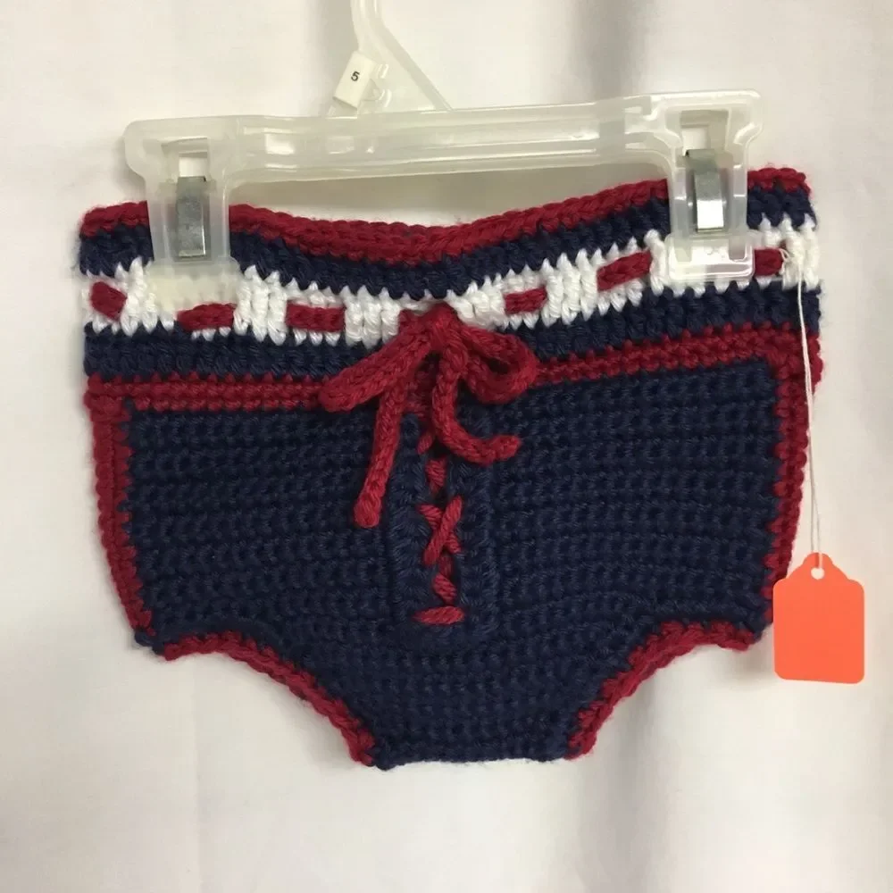 NFL Football New York Giants Hand Crochet Diaper Cover NWT Handmade-Nursery Gift
